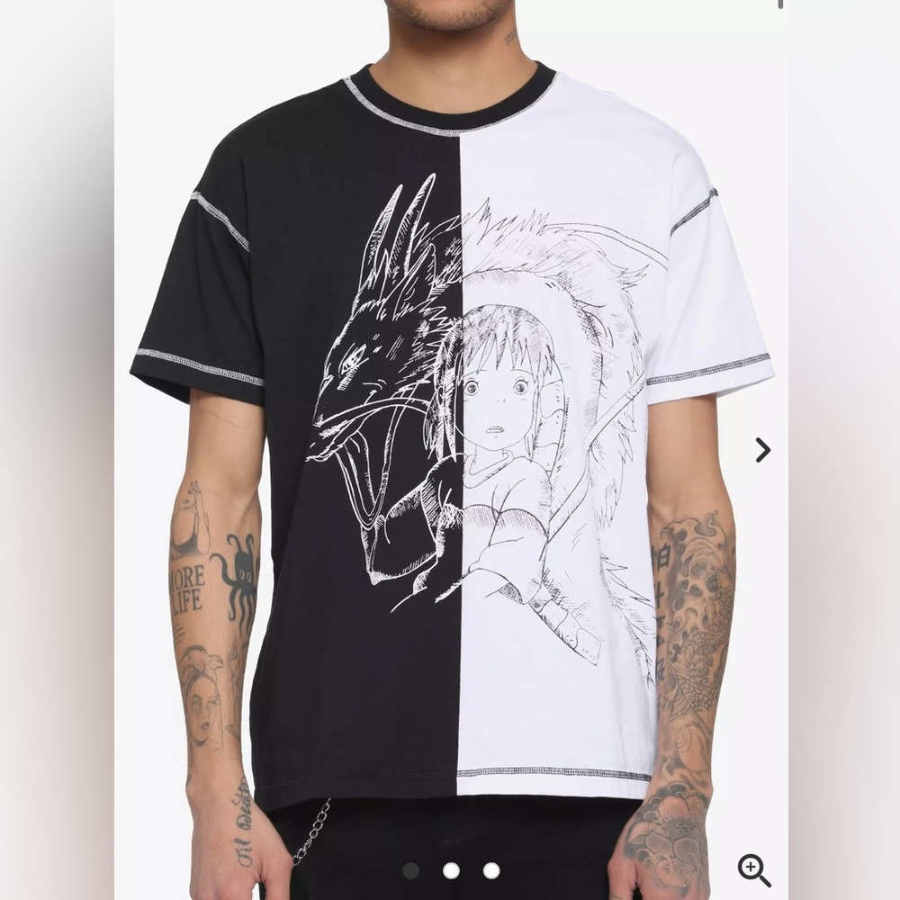 Studio Ghibli Spirited Away Haku & Chihiro Split T-Shirt unisex medium